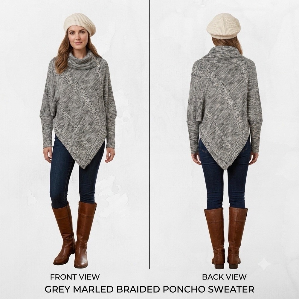 White House Black Market Size-M/L Women's Sweater Poncho Cape Wool Blend